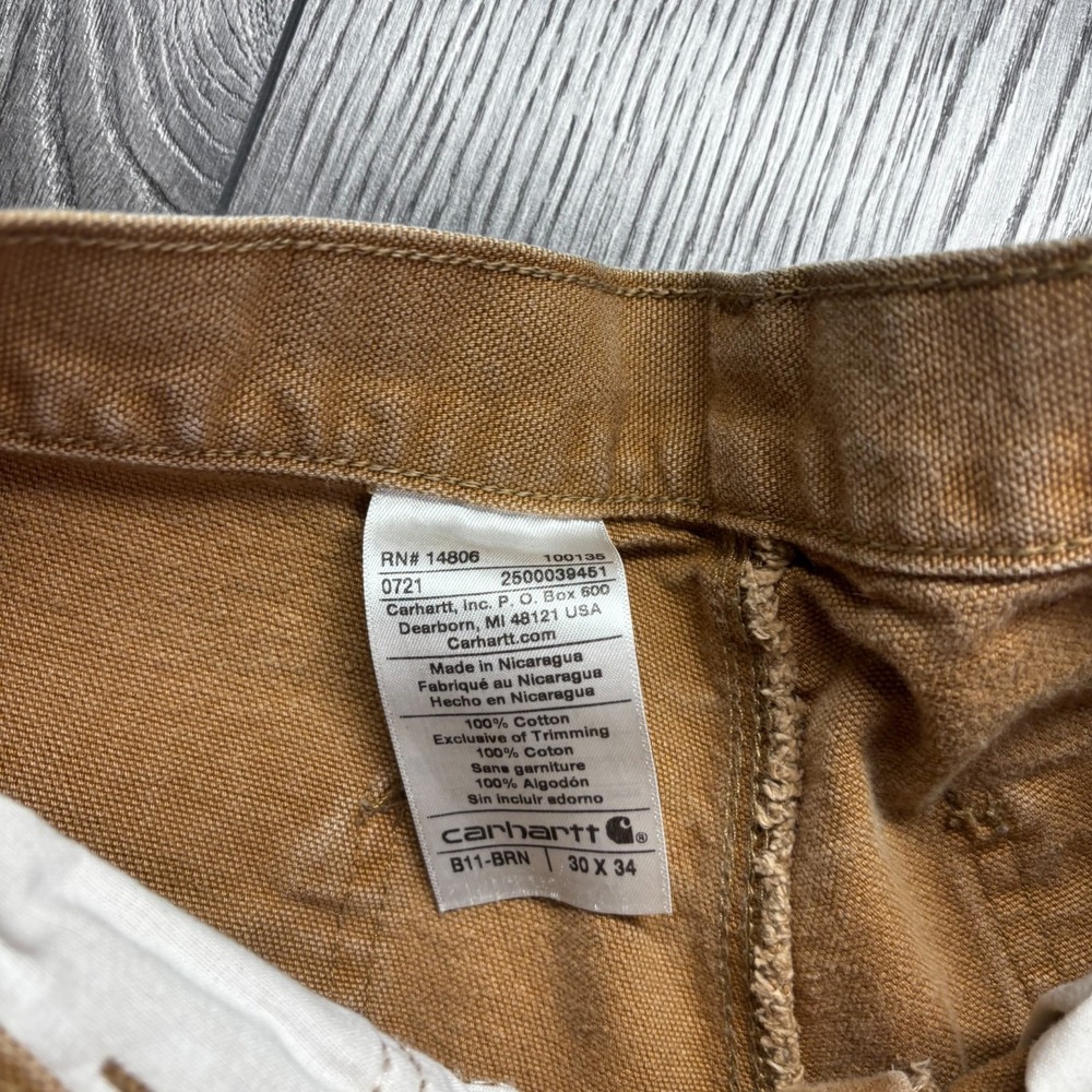 Vintage Carhartt Pants Mens 30x34 Carpenter Original Faded Canvas B11 BRN Y2k - Picture 8 of 11